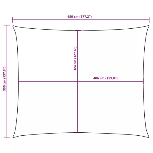 Sötétzöld téglalap alakú oxford-szövet napvitorla 3,5 x 4,5 m