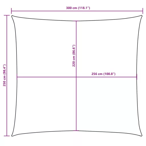 Fekete téglalap alakú oxford-szövet napvitorla 2,5 x 3 m