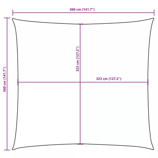 Barna négyzet alakú oxford-szövet napvitorla 3,6 x 3,6 m