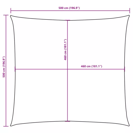 Barna négyzet alakú oxford-szövet napvitorla 5 x 5 m