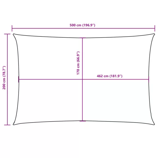Barna téglalap alakú oxford-szövet napvitorla 2 x 5 m