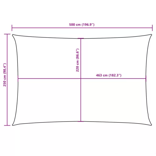 Barna téglalap alakú oxford-szövet napvitorla 2,5 x 5 m