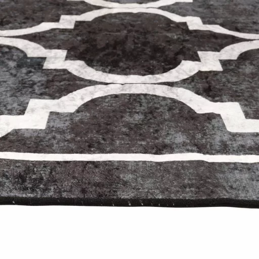 Fekete-fehér mosható szőnyeg 80 x 150 cm