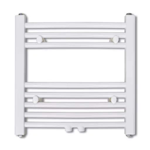 Fürdőszobai törölközőszárító radiátor központi fűtéssel oldalsó és középső csatlakozóval ívelt 480 x 480 mm
