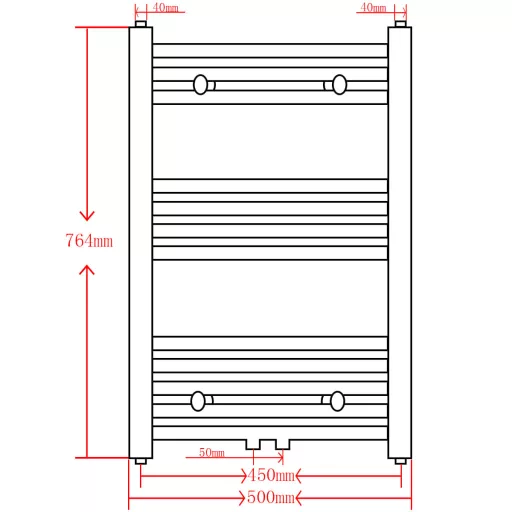 Szürke fürdőszobai egyenes törölközőtartó központi fűtéssel 500x764 mm