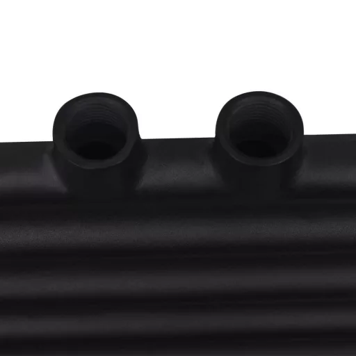 Fekete fürdőszobai egyenes törölközőtartó központi fűtéssel 480x480 mm