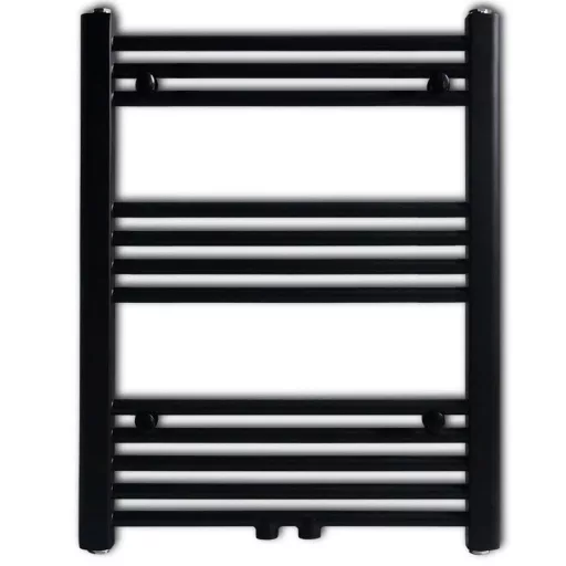 Fekete fürdőszobai egyenes törölközőtartó központi fűtéssel 600x764 mm