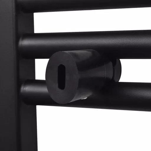 Fekete fürdőszobai egyenes törölközőtartó központi fűtéssel 600x764 mm