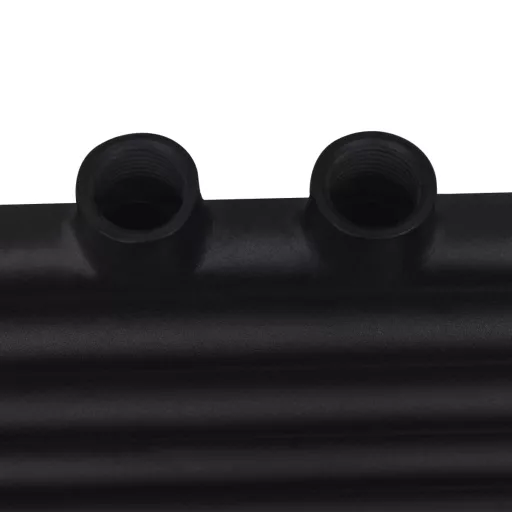 Fekete fürdőszobai egyenes törölközőtartó központi fűtéssel 600x764 mm