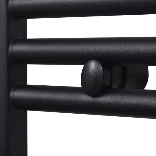 Fekete fürdőszobai egyenes törölközőtartó központi fűtéssel 600x1160mm