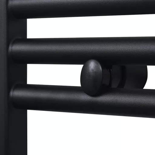Fekete fürdőszobai íves törölközőtartó központi fűtéssel 500x764 mm