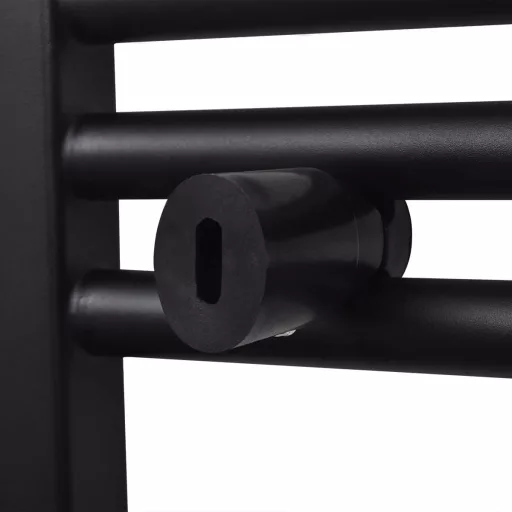 Fekete fürdőszobai íves törölközőtartó központi fűtéssel 500x764 mm