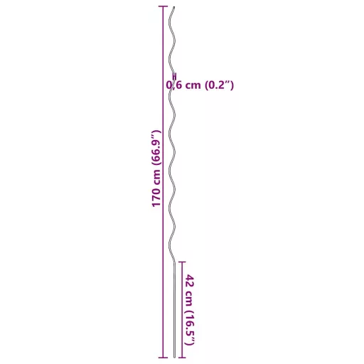 50 db spirál alakú horganyzott acél növény támaszték 170 cm