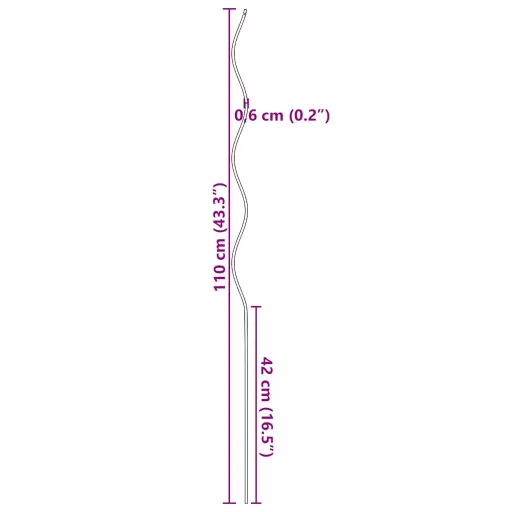 5 db spirál alakú horganyzott acél növény támaszték 110 cm