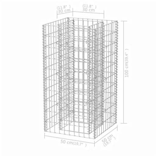 Acél gabion magaságyás 50 x 50 x 100 cm