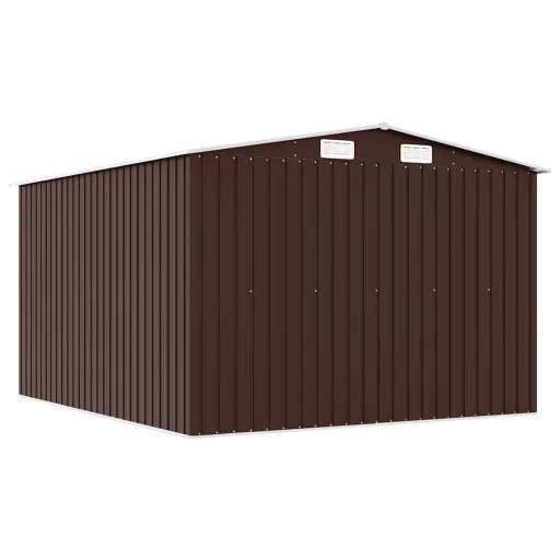 Barna fém kerti fészer 257 x 298 x 178 cm