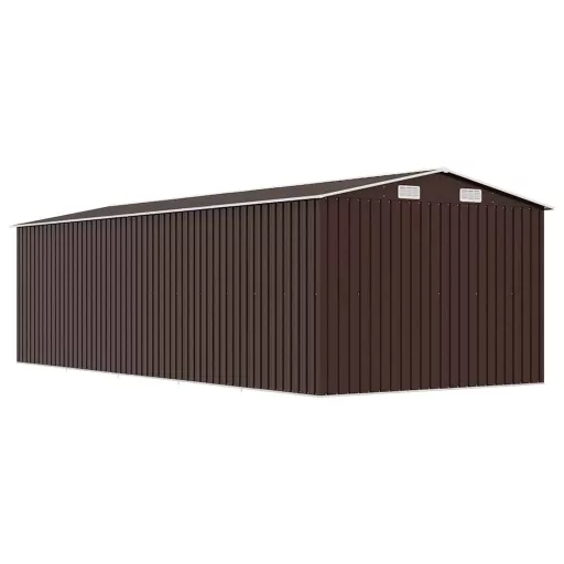 Barna fém kerti fészer 257 x 580 x 181 cm