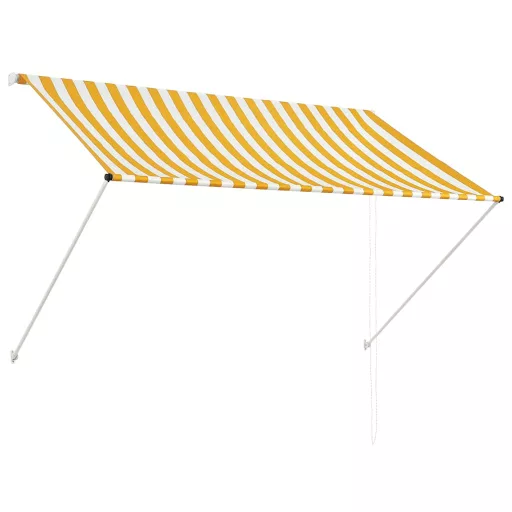 Feltekerhető sárga és fehér napellenző 200 x 150 cm
