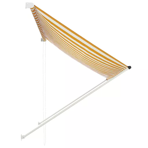 Feltekerhető sárga és fehér napellenző 200 x 150 cm