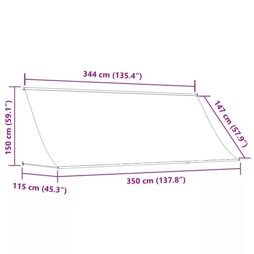 Feltekerhető krémszínű napellenző 350 x 150 cm