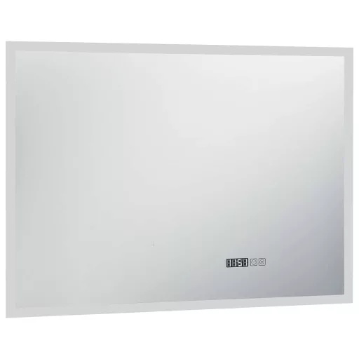 LED-es tükör érintésérzékelővel és időkijelzővel 100 x 60 cm