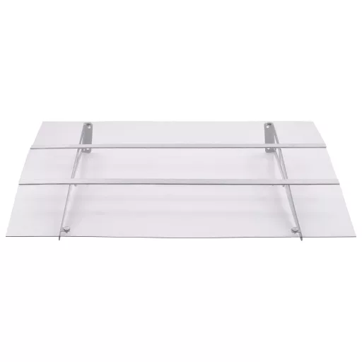Ezüstszínű és átlátszó polikarbonát ajtó előtető 120 x 90 cm