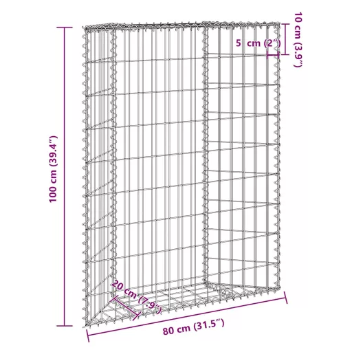 Trapéz alakú horganyzott acél gabion magaságyás 80x20x100 cm