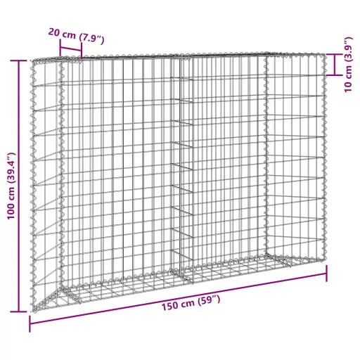 Trapéz alakú horganyzott acél gabion magaságyás 150x20x100 cm