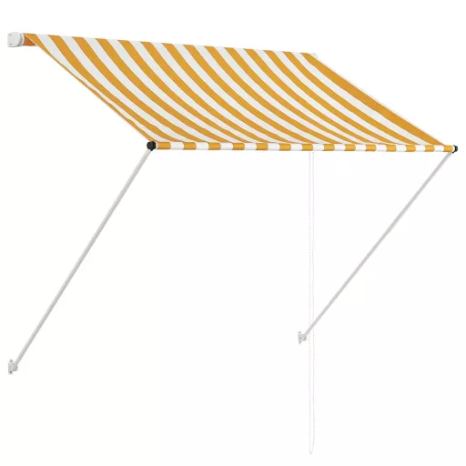 Feltekerhető sárga és fehér napellenző 100 x 150 cm