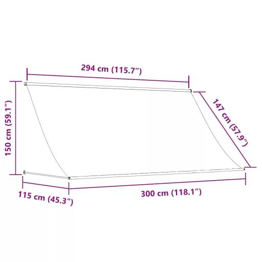 Narancssárga és barna feltekerhető napellenző 300 x 150 cm