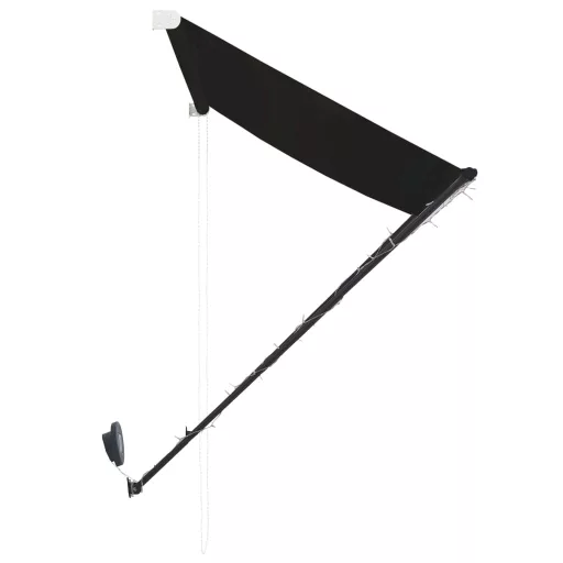 Feltekerhető antracitszürke napellenző LED-del 300 x 150 cm