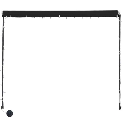 Feltekerhető antracitszürke napellenző LED-del 350 x 150 cm