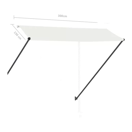Feltekerhető krémszínű napellenző LED-del 300 x 150 cm