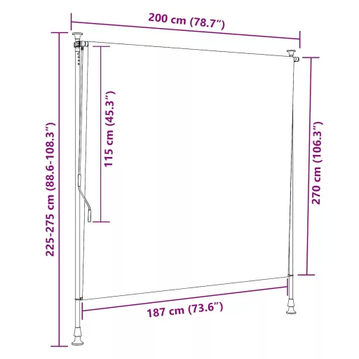 Antracitszürke kültéri sötétítő roló 200 x 270 cm