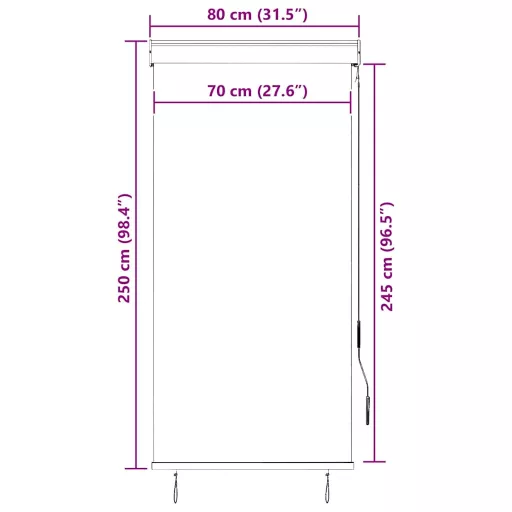 Krémszínű kültéri roló 80 x 250 cm
