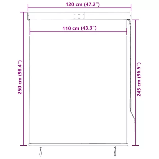 Antracitszürke kültéri roló 120 x 250 cm
