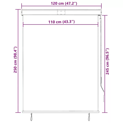 Krémszínű kültéri roló 120 x 250 cm
