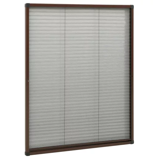 Barna alumínium pliszé ablakszúnyogháló 80 x 100 cm