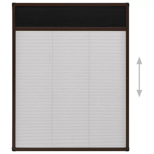 Barna alumínium pliszé ablakszúnyogháló 80 x 100 cm