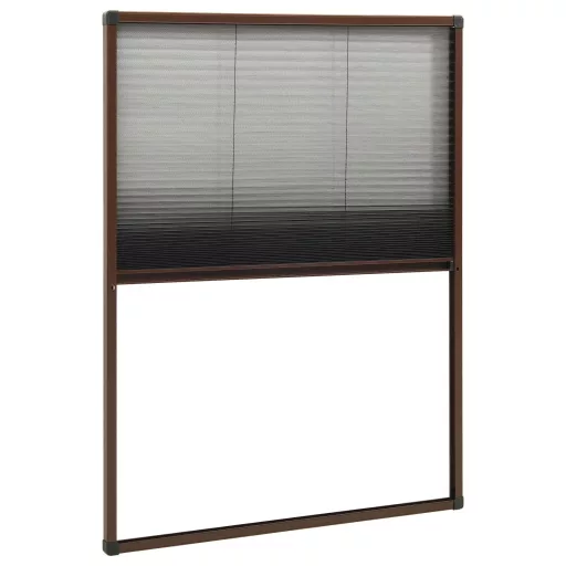 Barna alumínium pliszé ablakszúnyogháló 80 x 120 cm