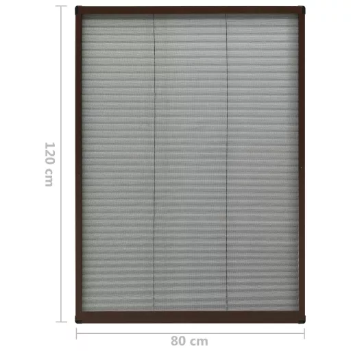 Barna alumínium pliszé ablakszúnyogháló 80 x 120 cm