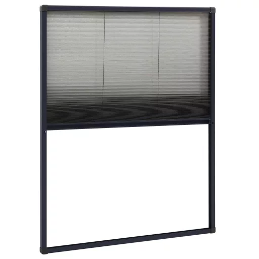 Antracitszürke alumínium pliszé ablakszúnyogháló 60 x 80 cm