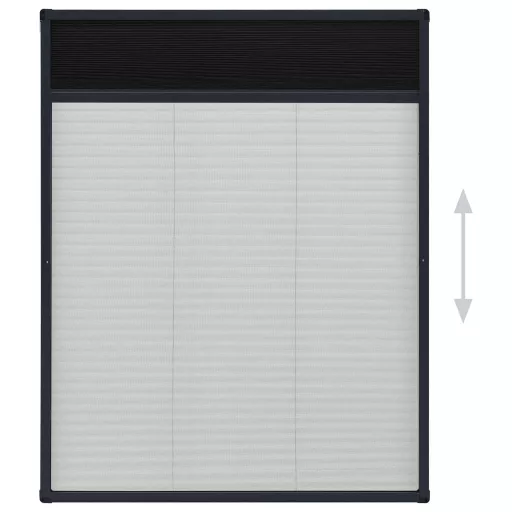 Antracitszürke alumínium pliszé ablakszúnyogháló 60 x 80 cm