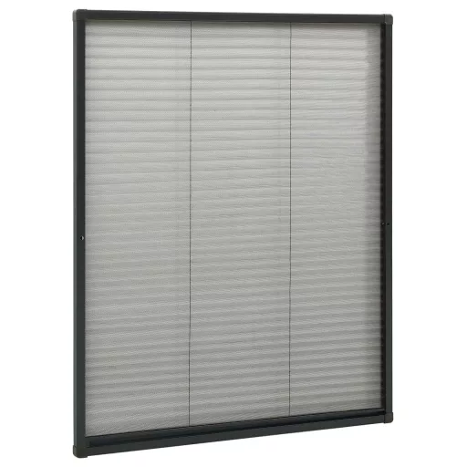 Antracitszürke alumínium pliszé ablakszúnyogháló 80 x 100 cm