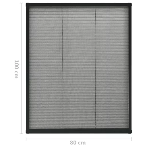 Antracitszürke alumínium pliszé ablakszúnyogháló 80 x 100 cm