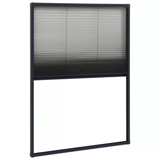 Antracitszürke alumínium pliszé ablakszúnyogháló 80 x 120 cm