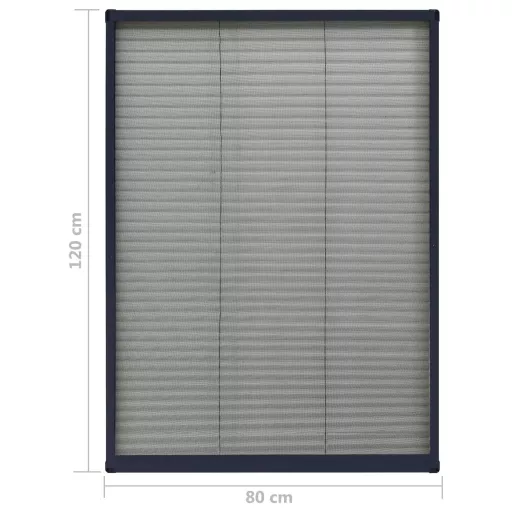 Antracitszürke alumínium pliszé ablakszúnyogháló 80 x 120 cm