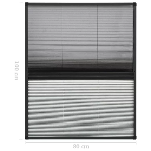 Alumínium pliszé ablakszúnyogháló árnyékolóval 80 x 100 cm
