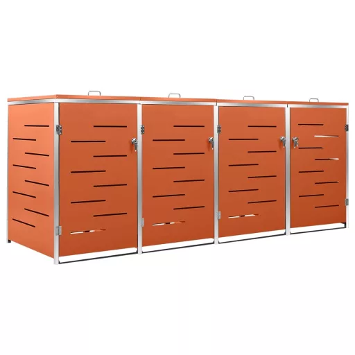 Acéltároló négy gurítható szemeteskukához 276,5x77,5x112,5 cm