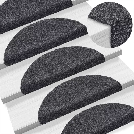 10 db öntapadós lépcsőszőnyeg 56 x 17 x 3 cm sötétszürke félkör alakú